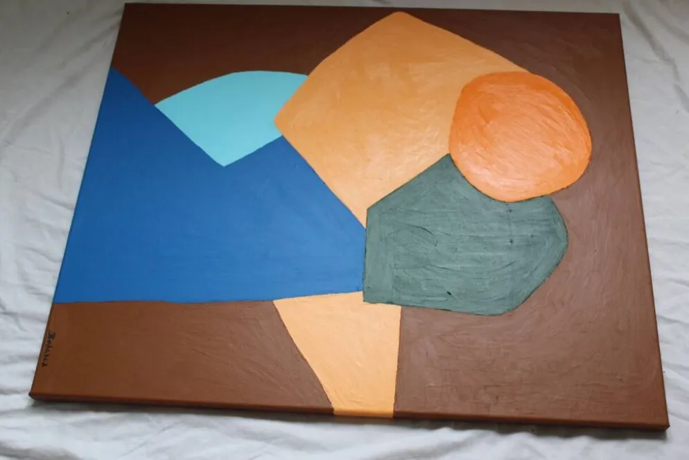 Viens plus près peinture minimaliste couple