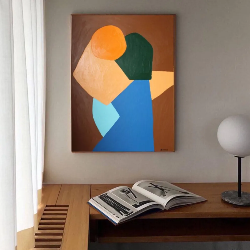 Viens plus près peinture minimaliste couple