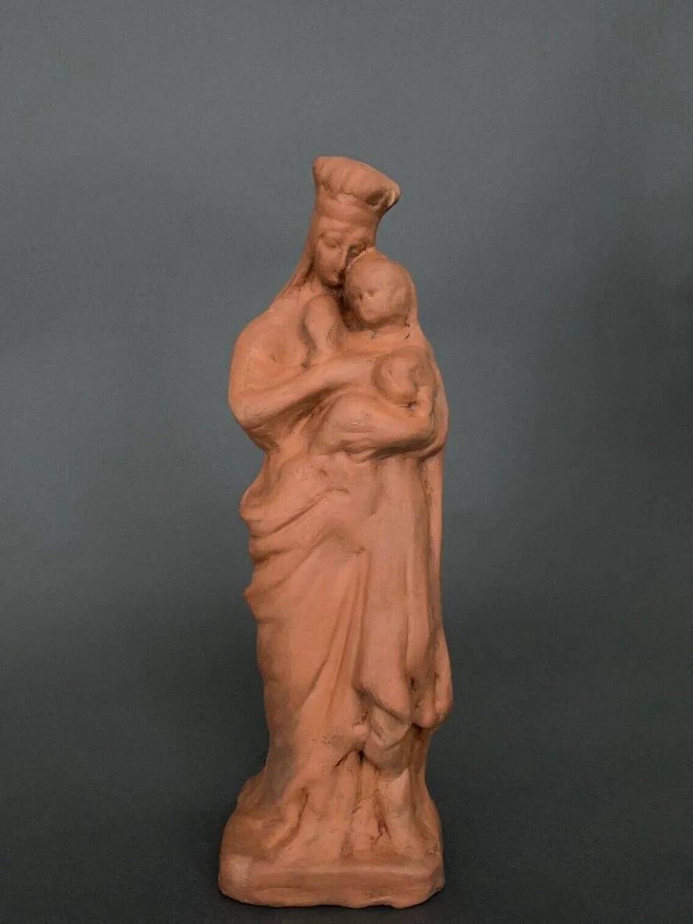 Vierge à l'Enfant en terre cuite XIXe modelage