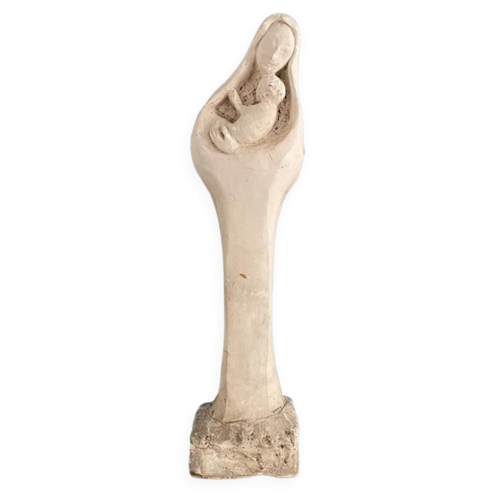 Vierge à l’enfant sculpture en plâtre