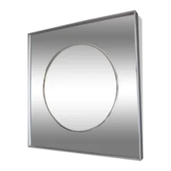 Vintage aluminum 77cm square mirror