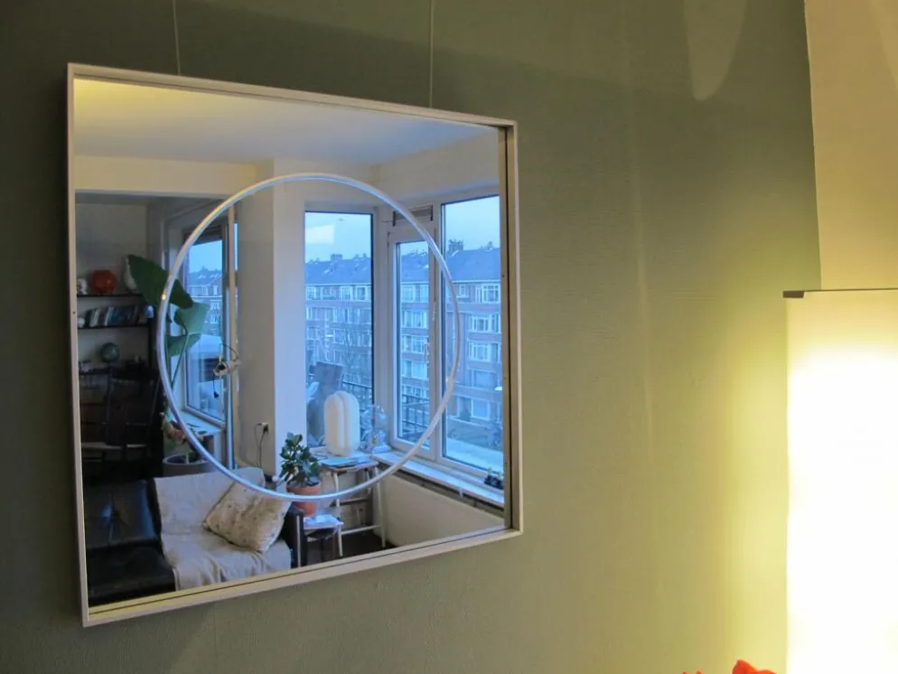 Vintage aluminum 77cm square mirror