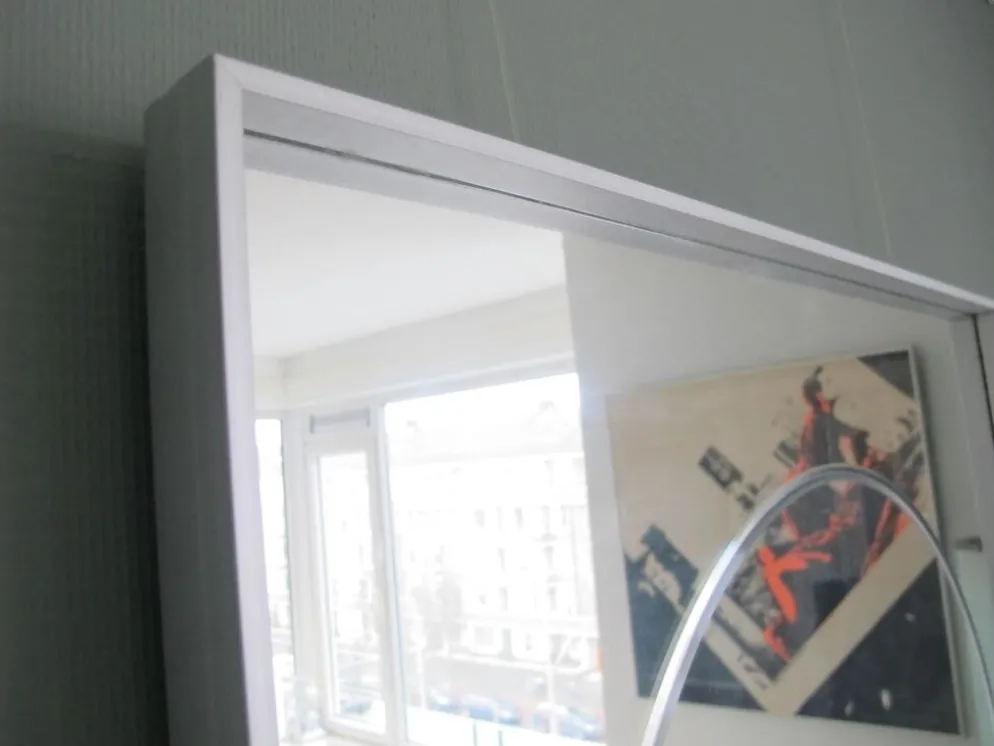 Vintage aluminum 77cm square mirror