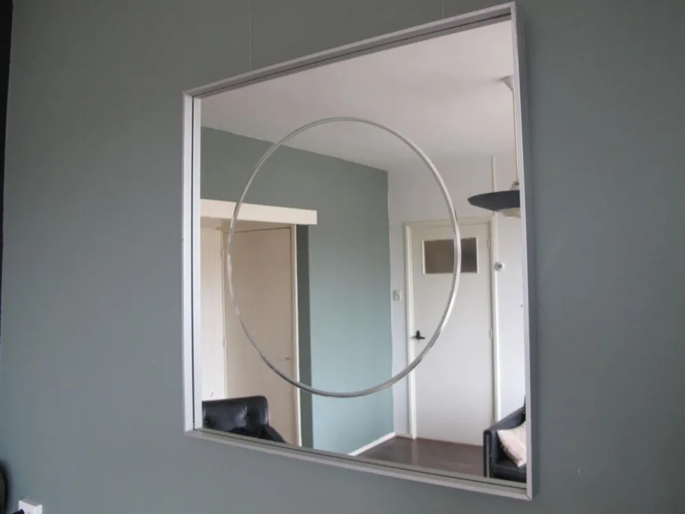 Vintage aluminum 77cm square mirror