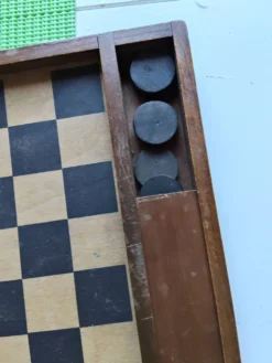 Vintage année 50-60 ! Magnifique jeu dames complet 100% bois