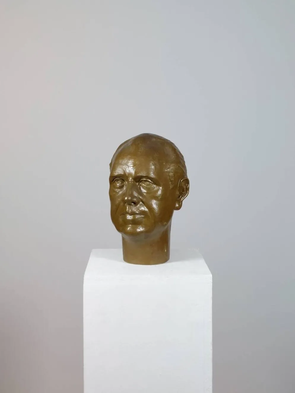 Vintage buste sculptural en plâtre bronzé d'homme