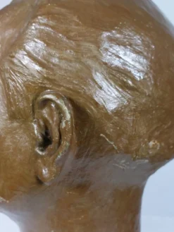 Vintage buste sculptural en plâtre bronzé d'homme