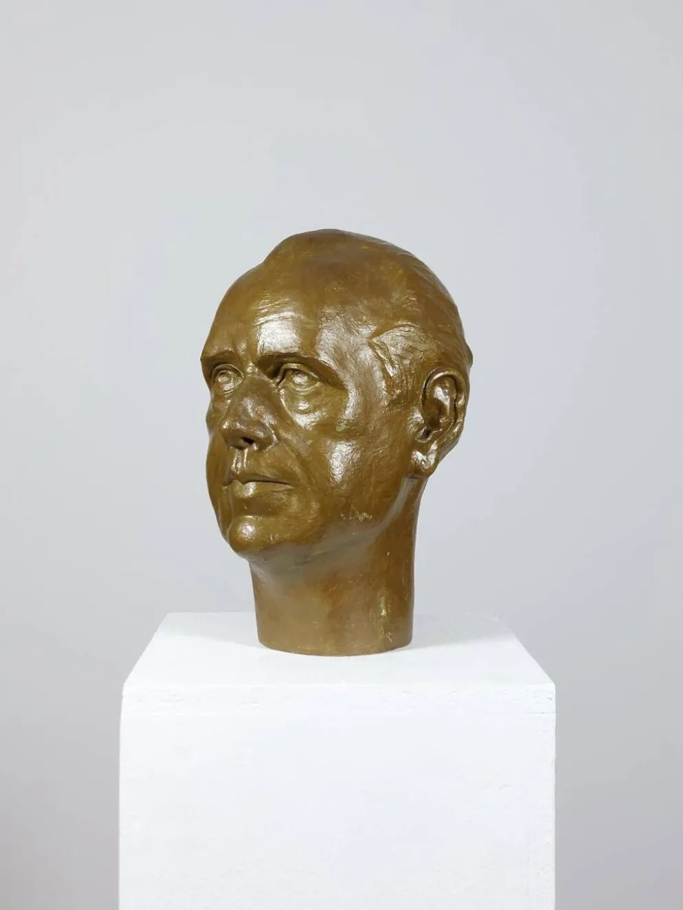 Vintage buste sculptural en plâtre bronzé d'homme
