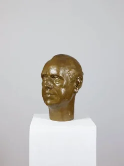 Vintage buste sculptural en plâtre bronzé d'homme