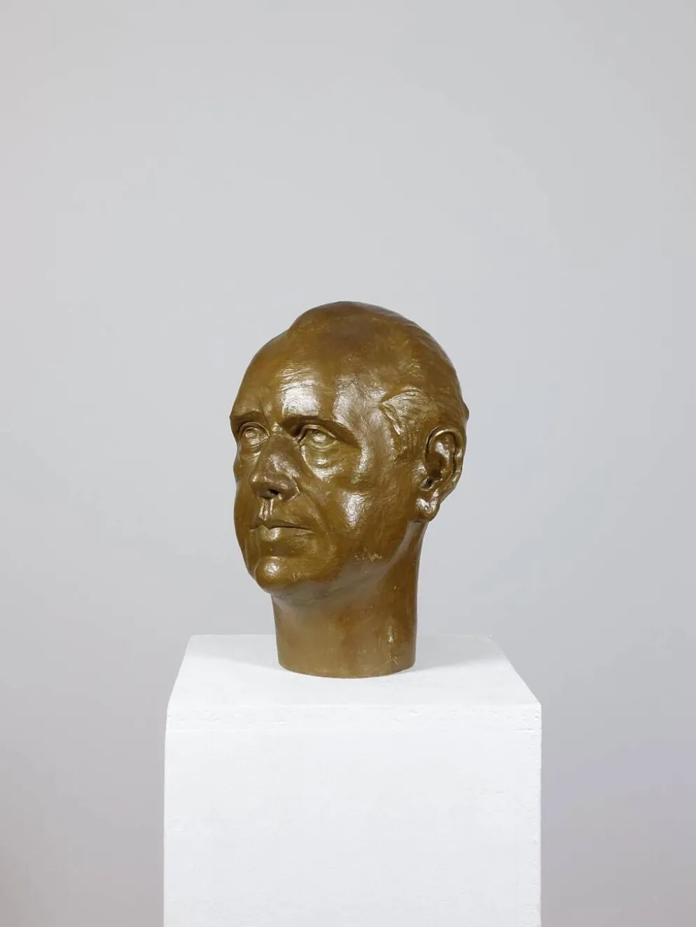 Vintage buste sculptural en plâtre bronzé d'homme