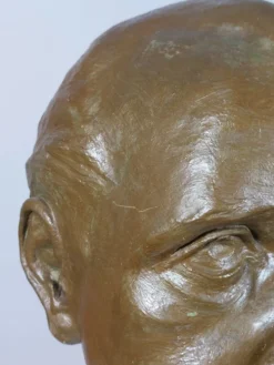 Vintage buste sculptural en plâtre bronzé d'homme