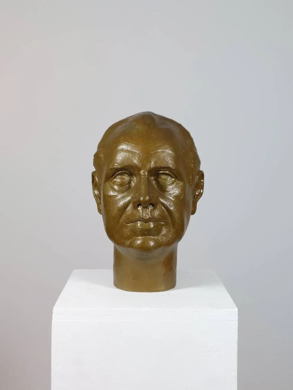 Vintage buste sculptural en plâtre bronzé d'homme