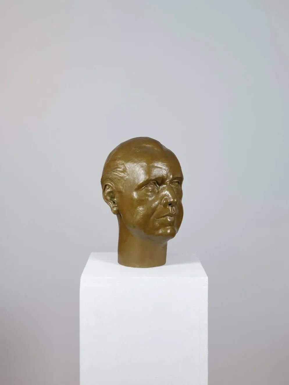 Vintage buste sculptural en plâtre bronzé d'homme