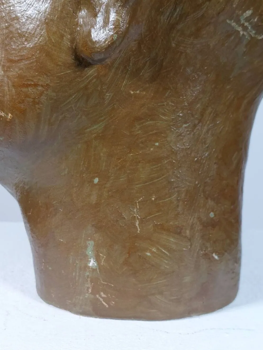 Vintage buste sculptural en plâtre bronzé d'homme