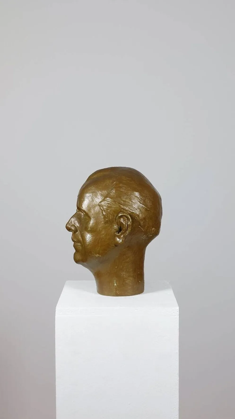 Vintage buste sculptural en plâtre bronzé d'homme