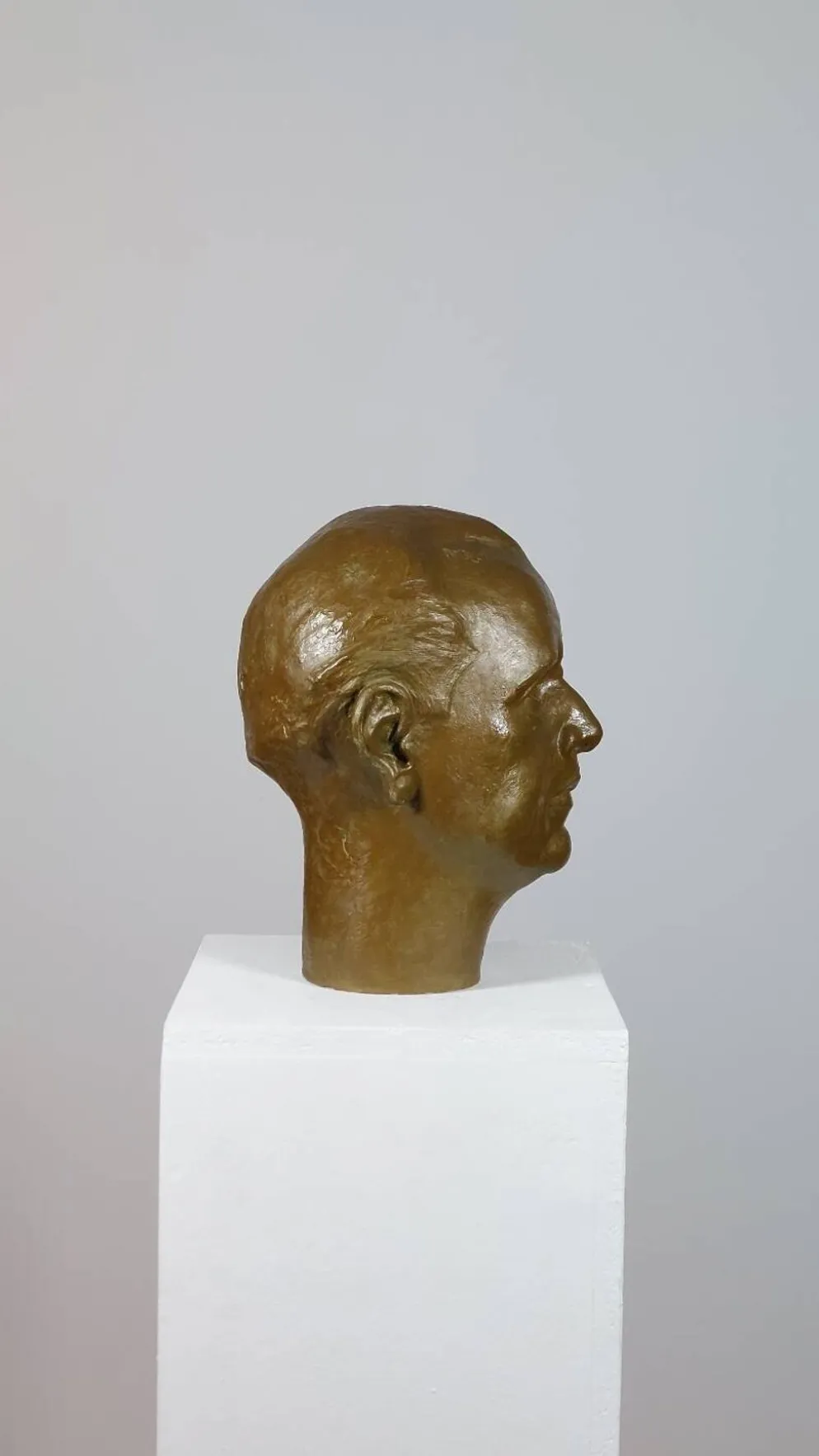 Vintage buste sculptural en plâtre bronzé d'homme