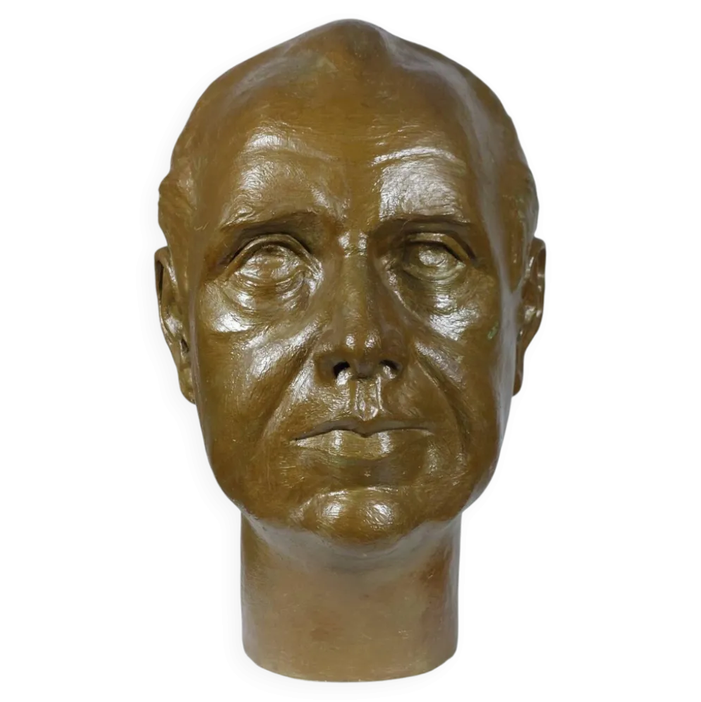 Vintage buste sculptural en plâtre bronzé d'homme