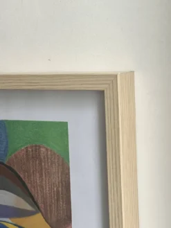 Vintage cubiste nature morte pastel sous verre et signée de 1967