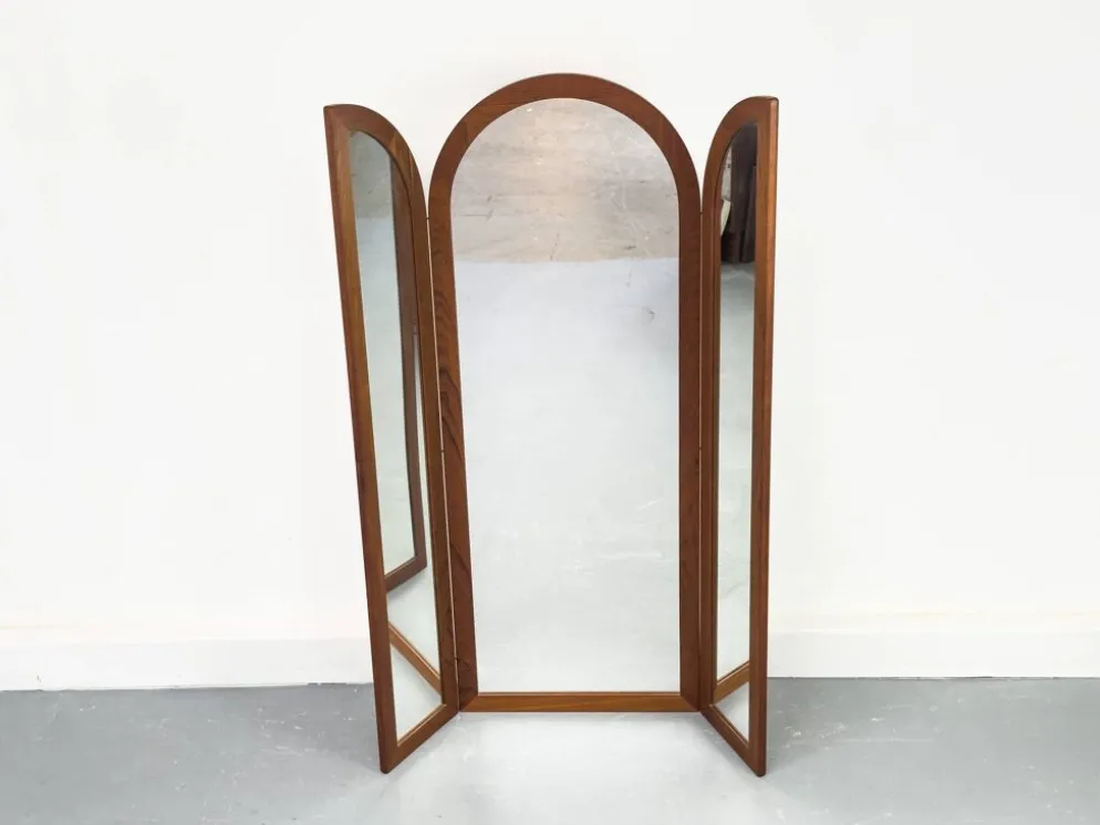 Vintage Foldable Teak Mirror by Fakse Furniture, 1960s