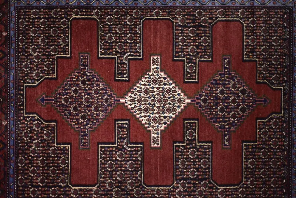 Vintage Hand-Woven Middle Eastern Oriental Senneh Rug, 1960s