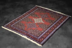 Vintage Hand-Woven Middle Eastern Oriental Senneh Rug, 1960s