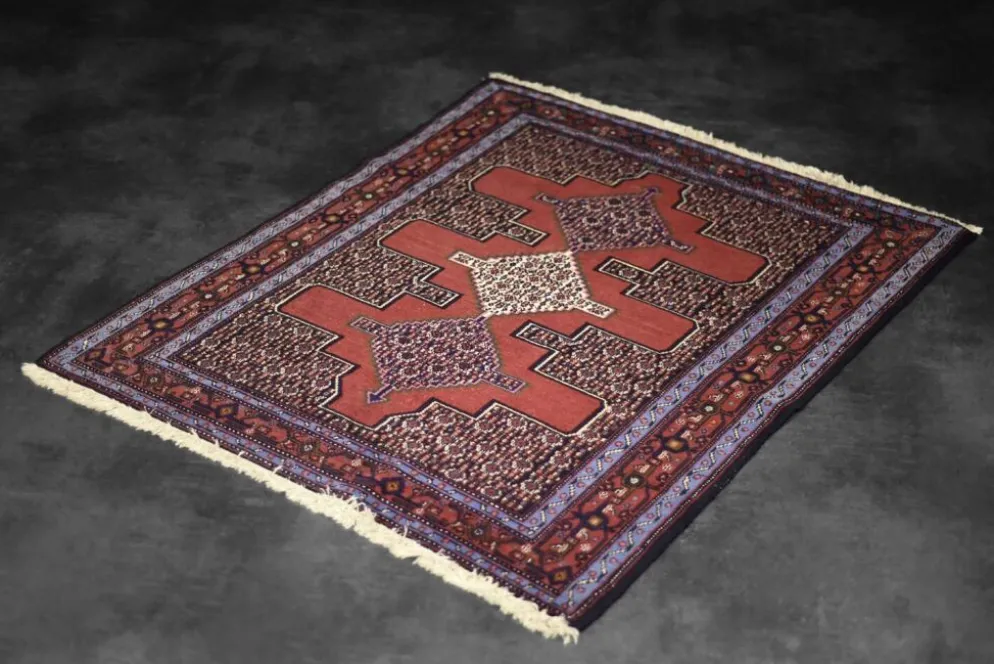 Vintage Hand-Woven Middle Eastern Oriental Senneh Rug, 1960s