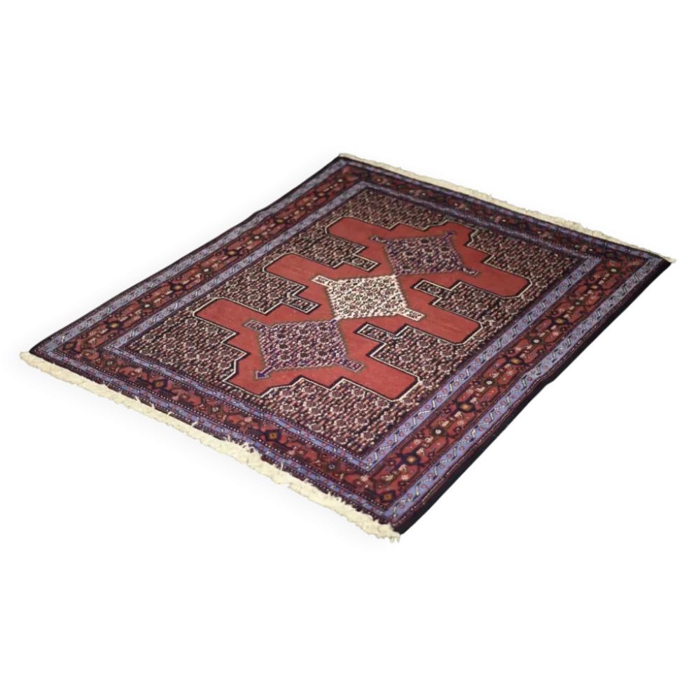 Vintage Hand-Woven Middle Eastern Oriental Senneh Rug, 1960s