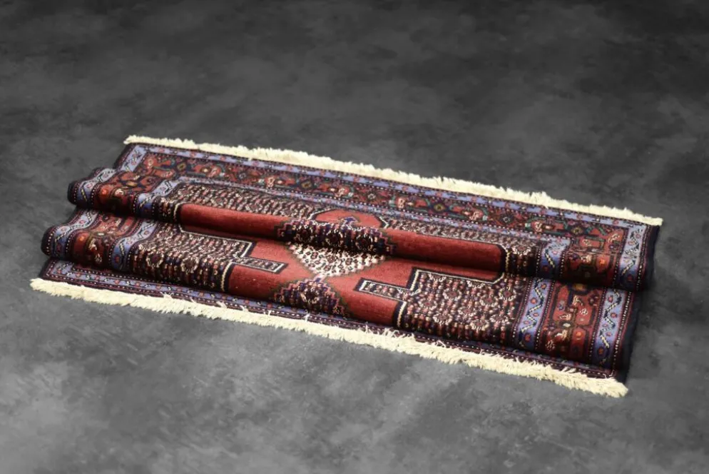 Vintage Hand-Woven Middle Eastern Oriental Senneh Rug, 1960s