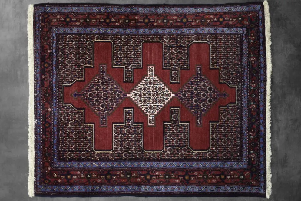 Vintage Hand-Woven Middle Eastern Oriental Senneh Rug, 1960s