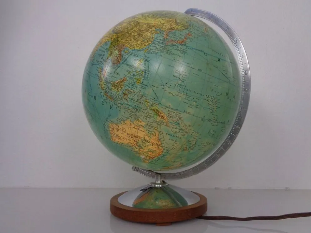 Vintage Illuminated Duo Glass Globe by Paul Oestergaard for Columbus, Germany, 1950s