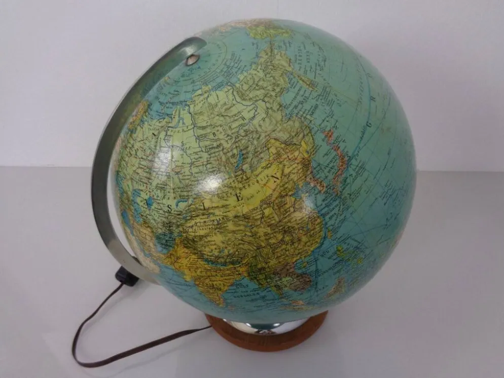 Vintage Illuminated Duo Glass Globe by Paul Oestergaard for Columbus, Germany, 1950s