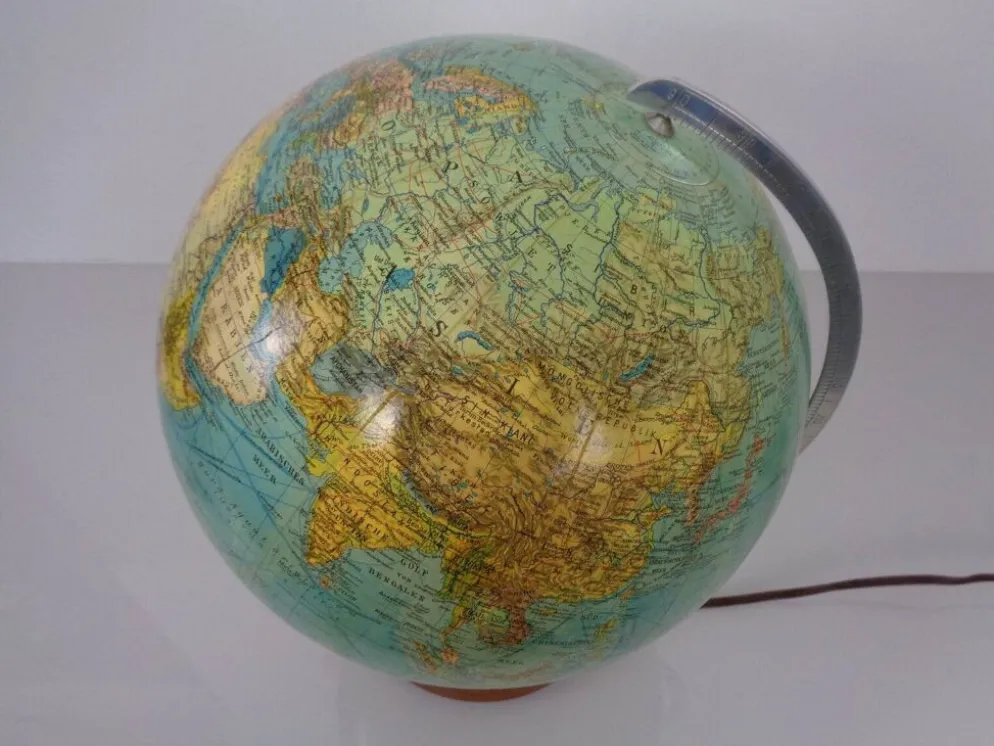 Vintage Illuminated Duo Glass Globe by Paul Oestergaard for Columbus, Germany, 1950s