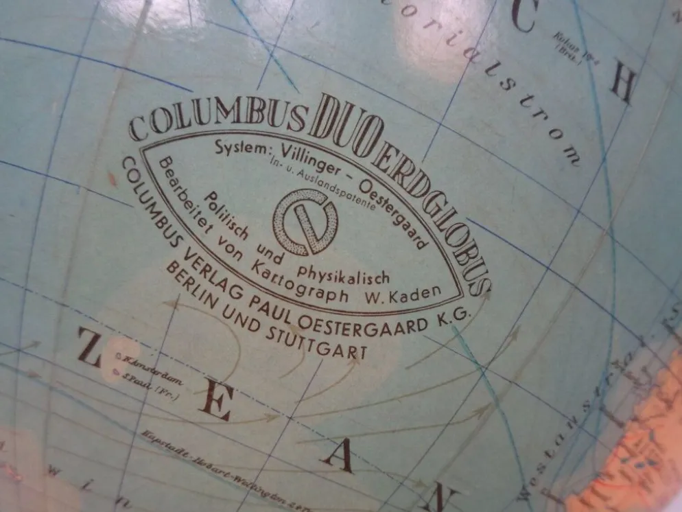 Vintage Illuminated Duo Glass Globe by Paul Oestergaard for Columbus, Germany, 1950s