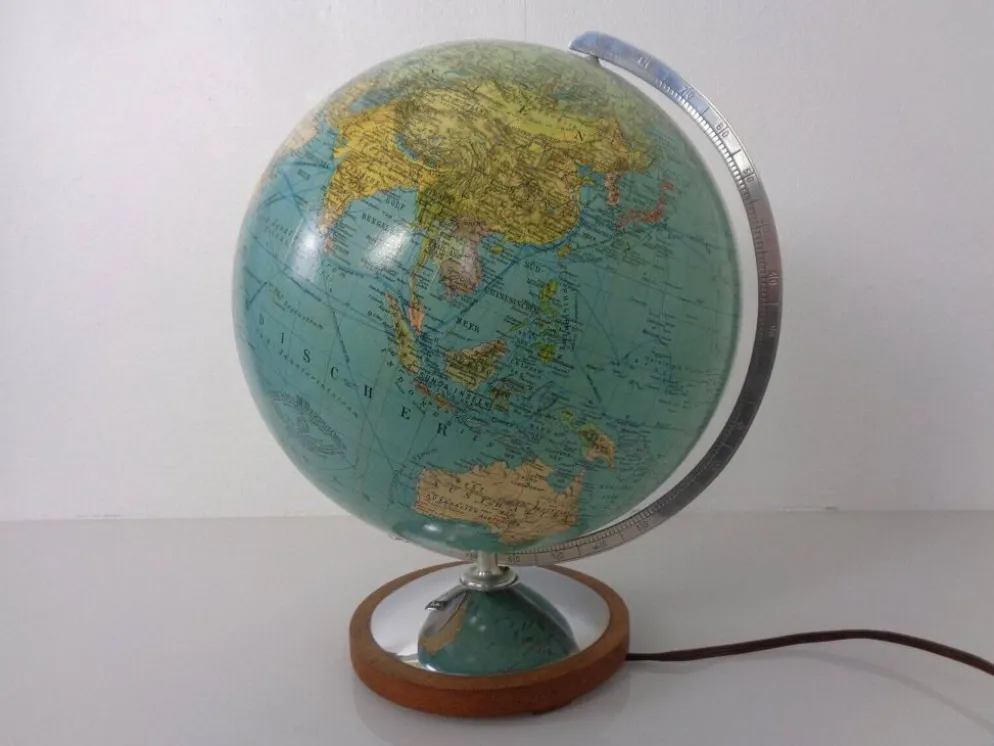 Vintage Illuminated Duo Glass Globe by Paul Oestergaard for Columbus, Germany, 1950s