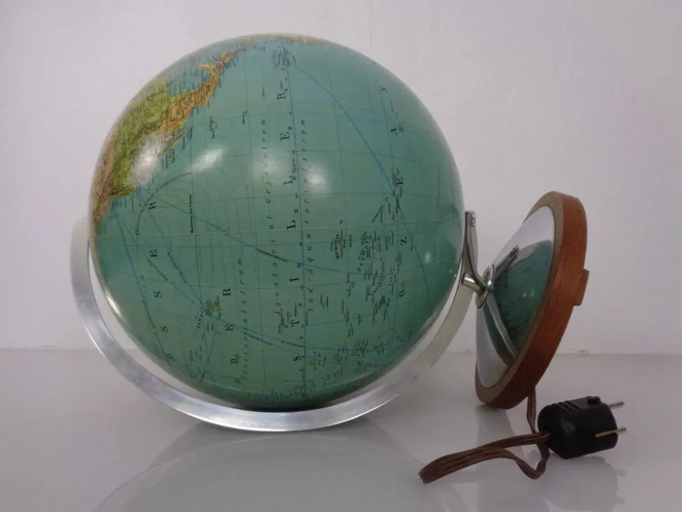 Vintage Illuminated Duo Glass Globe by Paul Oestergaard for Columbus, Germany, 1950s