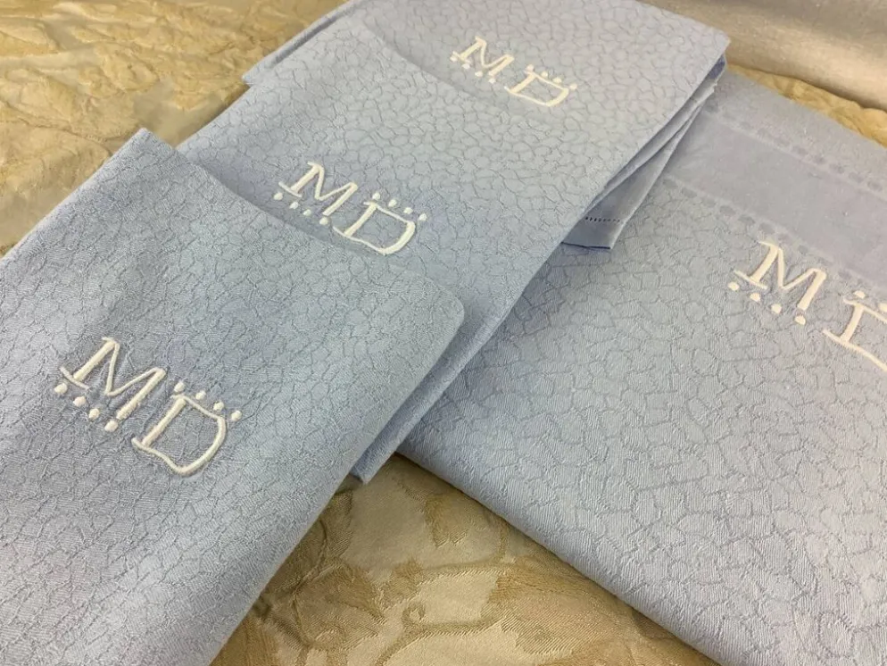 Vintage nappe & serviettes damassés monogramme