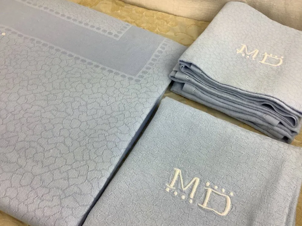 Vintage nappe & serviettes damassés monogramme