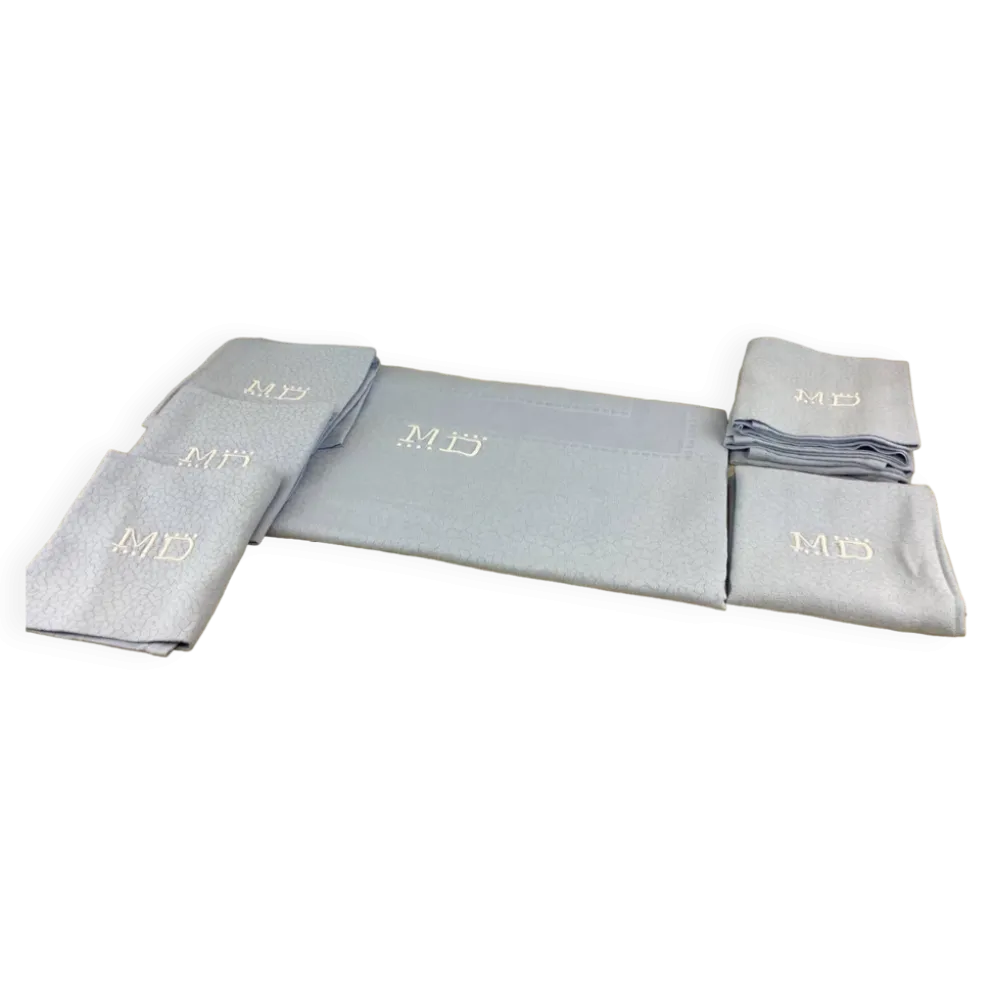 Vintage nappe & serviettes damassés monogramme