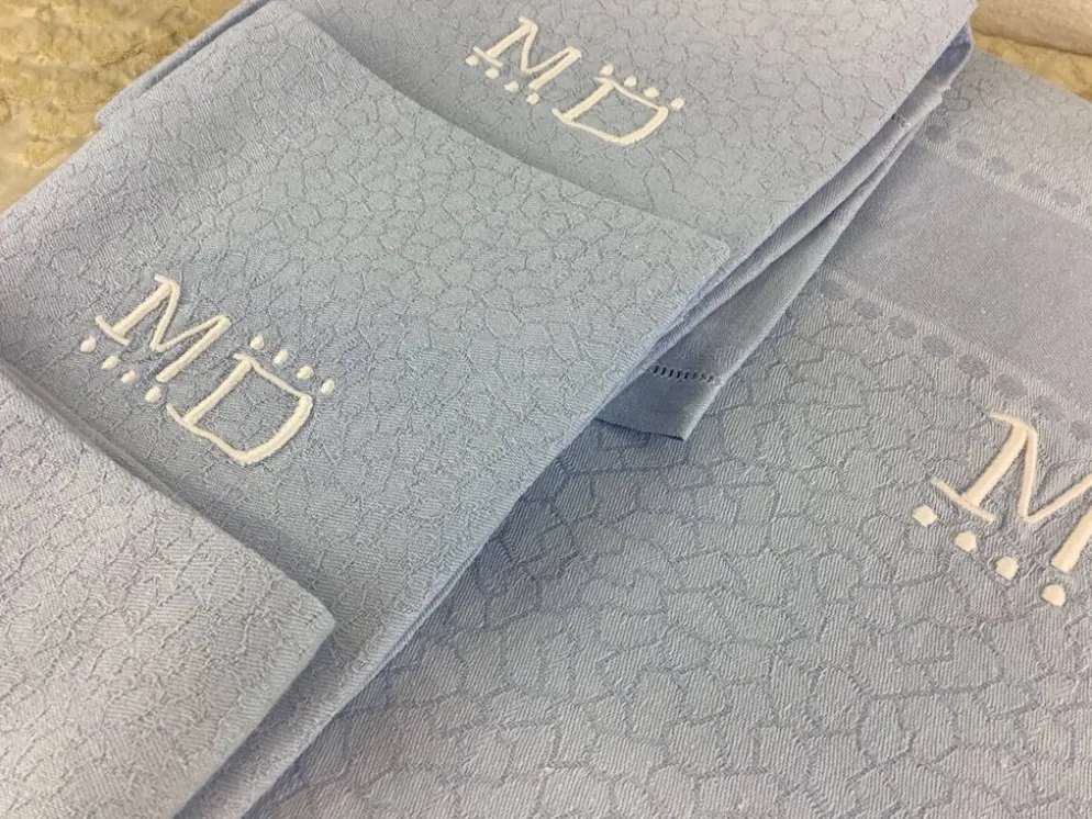 Vintage nappe & serviettes damassés monogramme
