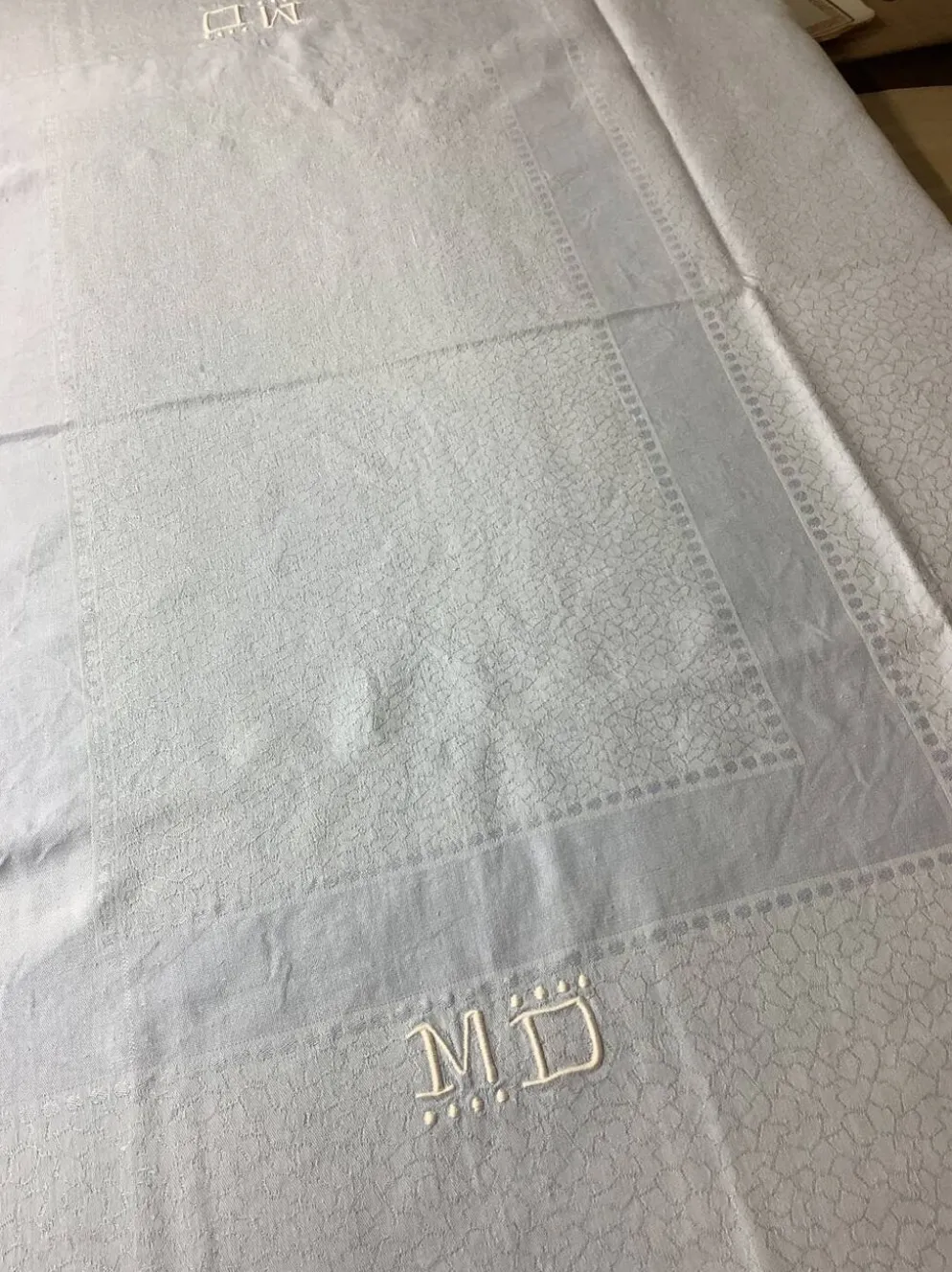 Vintage nappe & serviettes damassés monogramme