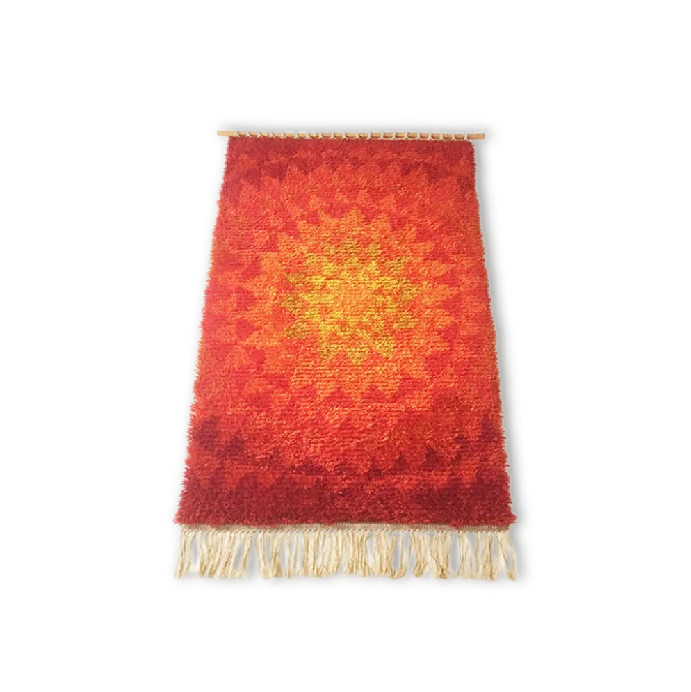 Vintage 70 s modernist handwoven Danish Wall Rug from CUM RYA, 1973