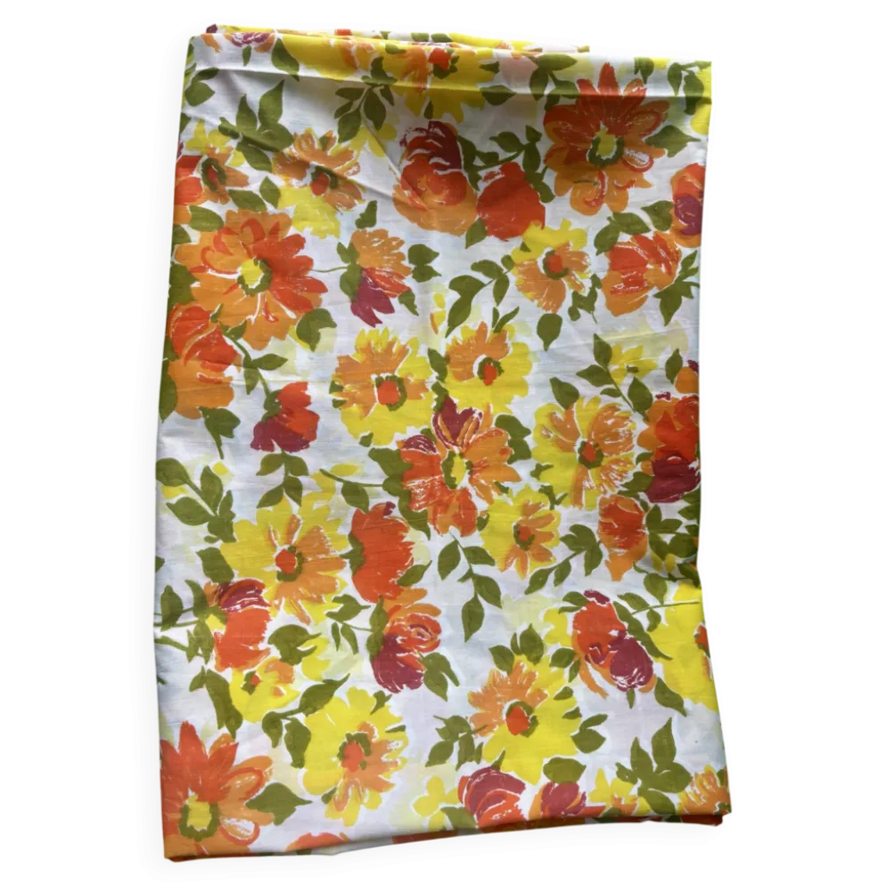 Vintage superbe housse de traversin imprimé fleuri seventies