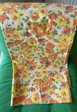 Vintage superbe housse de traversin imprimé fleuri seventies