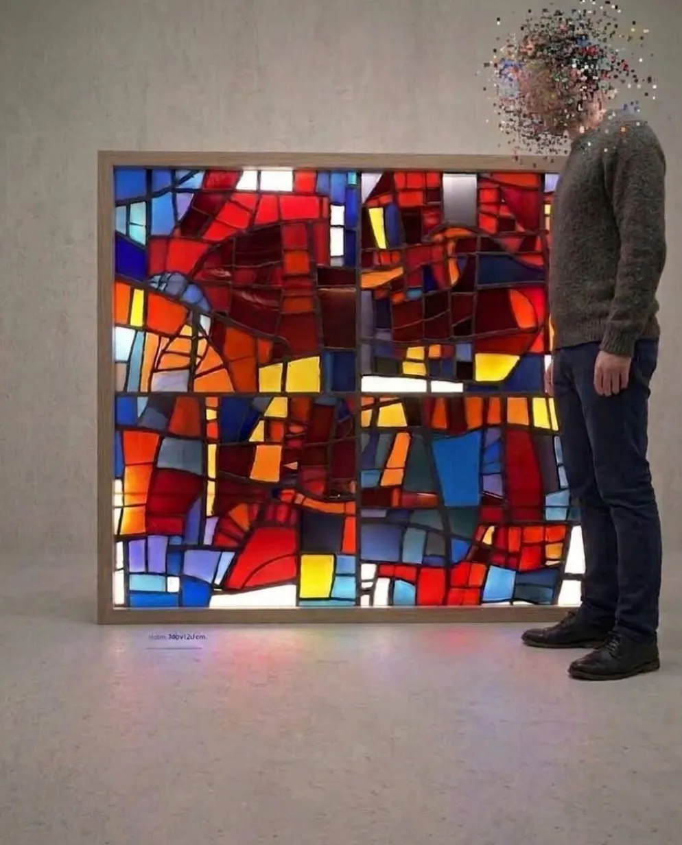 Vitrail cabinet - Stained Glass 1960