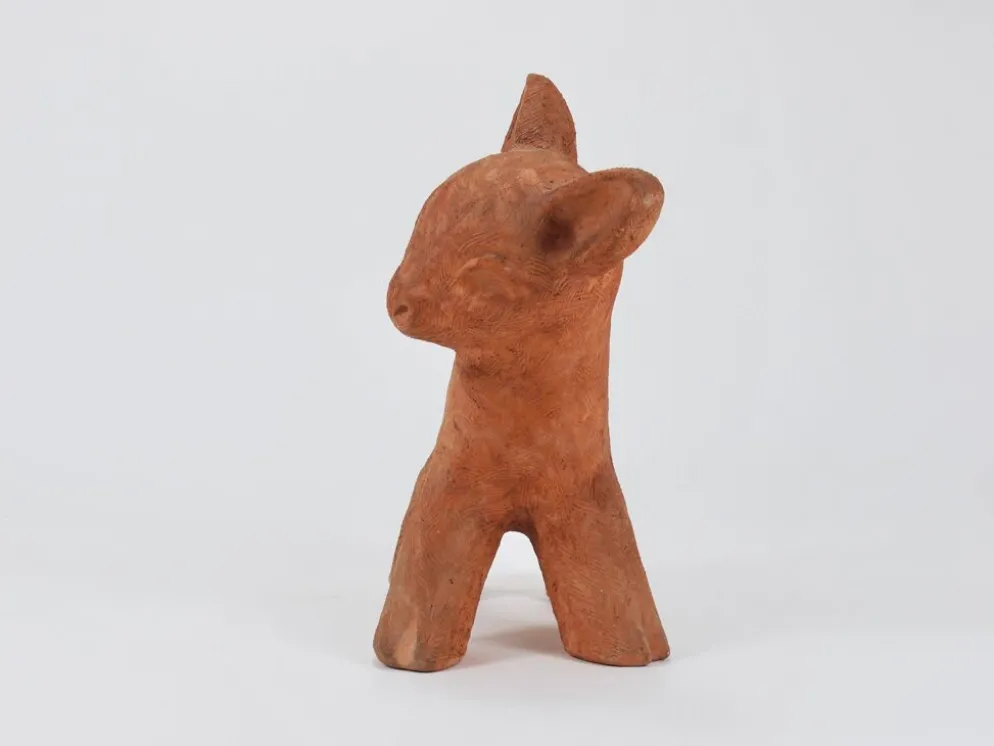 Walter Bosse Grande Sculpture en Céramique Pottery de Bébé Cerf, Autriche, Années 1920