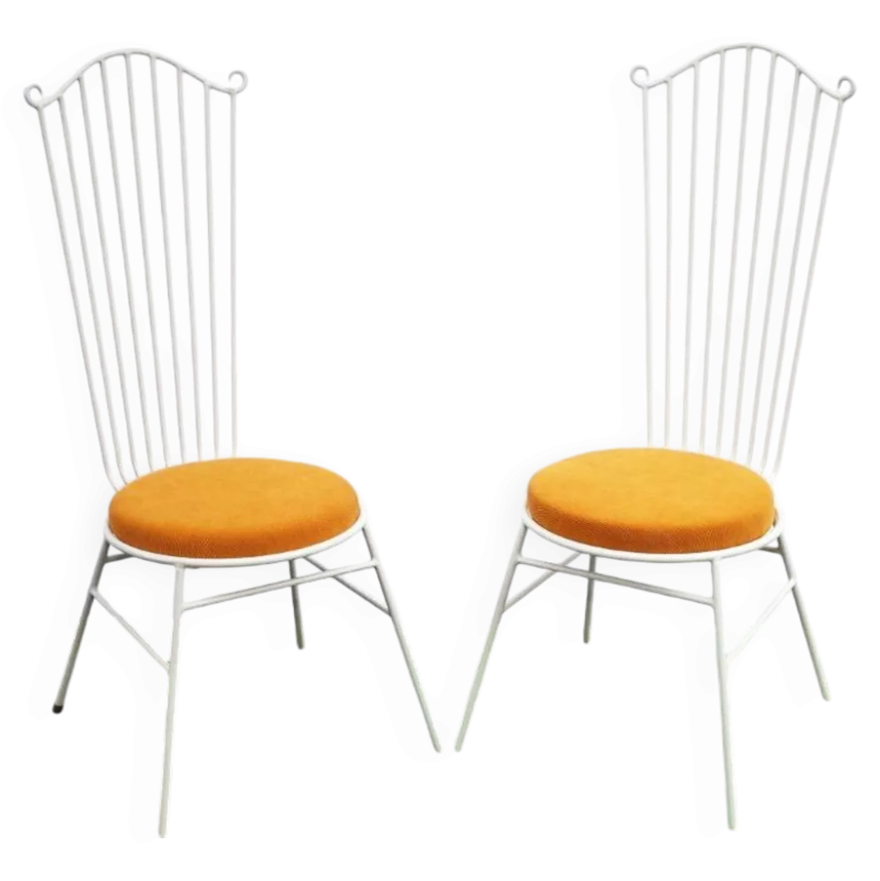 2 x Gartenstuhl vintage Metall blanc