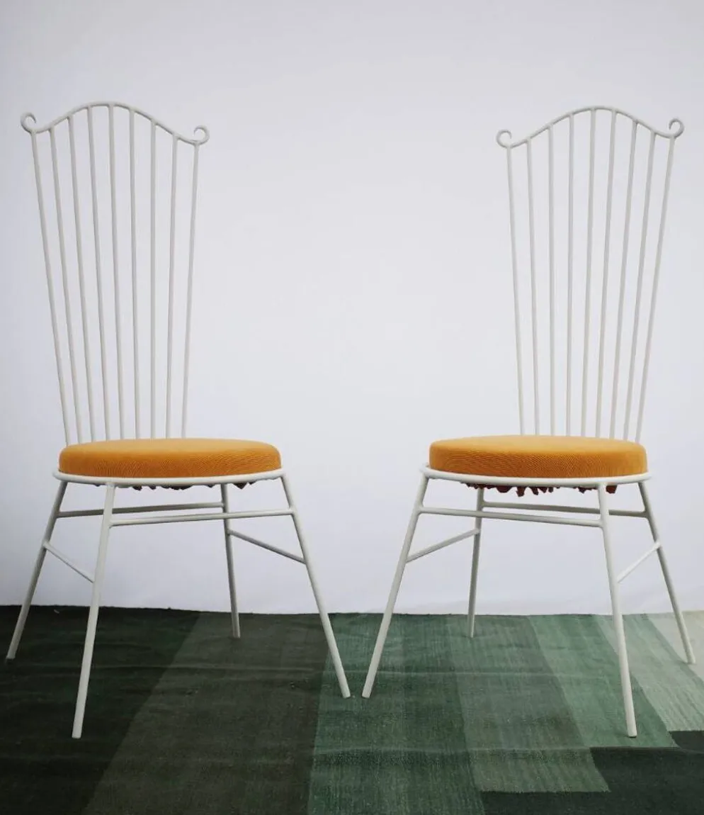 2 x Gartenstuhl vintage Metall blanc