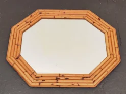 87 x 72 - Grand miroir bois bambou octogonal rotin