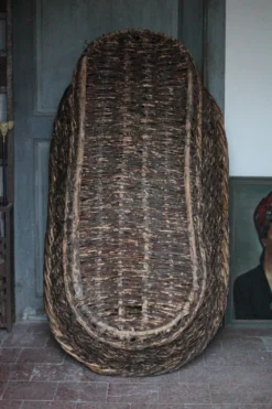XXL panier tressé ancien, panier osier, rangement, outil de boulanger