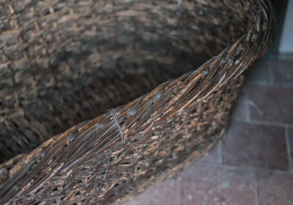 XXL panier tressé ancien, panier osier, rangement, outil de boulanger
